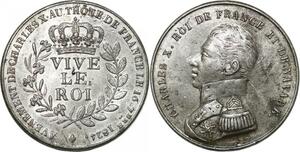 P2844 Rare France Médaille Charles X avènement trône France 1824 Navarre Desnoyers