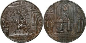 P2846 Rare France Médaille Charles X sacre Roi entrée Paris Desnoyers