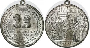 P2849 Rare France Médaille Duc & Duchesse Berry 1821 Desnoyers SUP