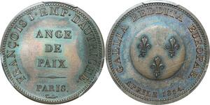 P2877 Rare France Essai 2 Francs Francois Ier d’Autriche Ange de Paix 1814 PCGS SP64