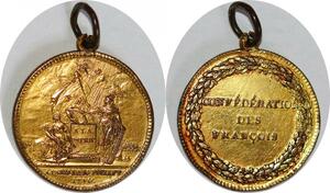 P2902 Rare France Médaille Constitution Confédération des Francois 1790 Paris