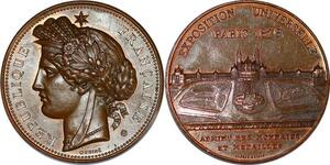 P2919 France Médaille Exposition Universelle Paris 1878 Palais du Trocadero Oudiné SUP