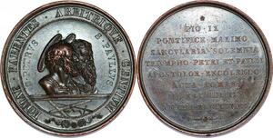 P2920 Rare Medaglia St Petrus Pius IX Roma 1867 Pietro e Paolo AU