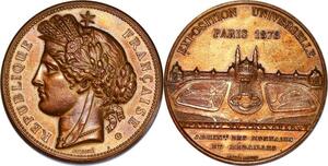 P2923 France Médaille Exposition Universelle Paris 1878 Palais du Trocadero Oudiné SUP