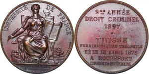 P2935 France Médaille Université Faculté Droit Montpellier 1897 Thisse Rochefort SUP