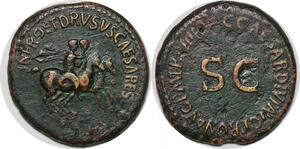 P2979 Rare Empire Romain Dupondius Tiberius 14 37 Nero Drusus prancing horses