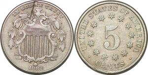 P2987 United States USA 5 Cents Shield Nickel 1882 ->Make offer