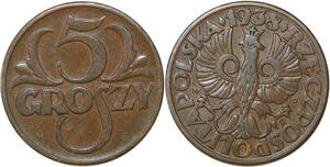 Poland 5 Groszy 1938 W Warsaw -&gt;Make offer