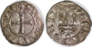 P3054 Rare France Denier Achaea Philippe de Savoy 1301-1307 Clarencia Glarentza