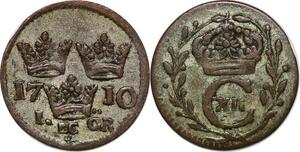 P3065 Scarce Sweden Öre Carl XII 1710 LC Silver ->Make offer