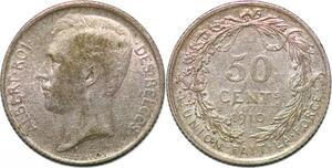 P3069 Belgium 50 Centimes Albert 1910 Silver ->Make offer