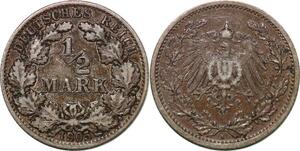 P3087 Germany Empire 1/2 Mark 1905 A Silver ->Make offer