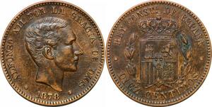 P3106 Spain 10 Centimos Alphonso XII 1878 AU ->Make offer