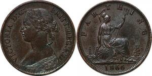 P3127 Scarce Great Britain Farthing Victoria 1866 AU ->Make offer