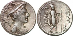 P3146 Rare Roman Empire Denarius C Mamilius Limetanus 82 BC Plain edge