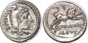 P3152 Scarce Roman Denarius Thorius Balbus 105 BC Juno Lanuvium goat bull T