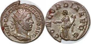 P3160 Scarce Roman Antoninien Volusien 253 Rome Concordia Avgg SUP