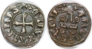 P3203 Rare Greece Athens Thebes Denier Guillaume II Roche 1287 1308 Silver