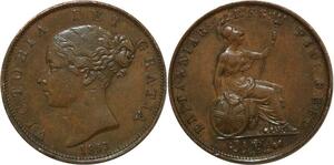 P3206 Great Britain 1/2 Penny Victoria 1853 Beautiful ! ->Make offer