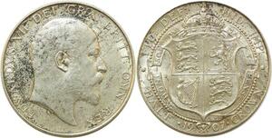 P3220 Great Britain 1/2 Crown Edward VII 1907 Silver AU -> Make offer