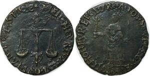 P3273 Tres Rare France Jeton Charles IX sceptre épée massacres protestants Balancier