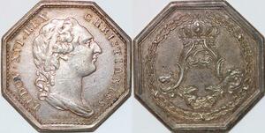 P3316 Rare France Jeton Octogonal Louis XVI Calonne aux deux L Argent Silver