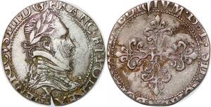 P3331 Rare France Henri III Demi franc au col plat 1581 X Amiens Argent ->F offre
