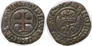 P3337 Rare France Charles VI double tournois dit niquet Auxerre ->Faire offre