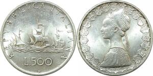 P3396 Italy Repubblica Italiana 500 Lire Caravelle Mont 1958 BU UNC