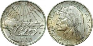 P3401 Italy 500 Lire Dante Alighieri 1965 Silver UNC -> Make offer