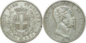 P3404 Italy Sardinia 2 Lire Vittorio Emanuele II 1860 Florence Firenze Silver