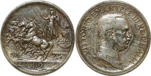 P3412 Italy 2 Lire Vittorio Emanuele III 1916 R Roma Silver UNC