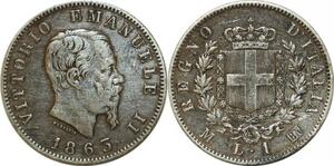 P3415 Italy Lira Vittorio Emanuele II 1863 M Milan Silver ->M offer