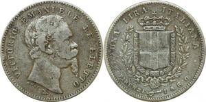P3420 Scarce Italy Lira Victor Emmanuel II 1860 Firenze Florence Silver