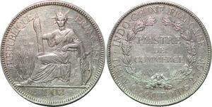 P3426 French Indochina Piastre 1903 A Paris Silver XF-
