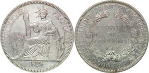 P3427 Scarce French Indochina Piastre 1925 A Paris Silver XF+
