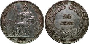 P3434 French Indochina 20 Cents 1924 A Paris Silver -> Make offer