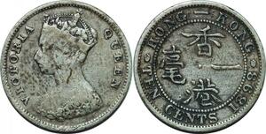 P3447 Hong Kong China 10 Cents Victoria 1898 Silver -> Make offer