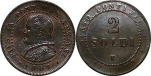 P3463 Vatican Papal States 2 Soldi 10 Centesimi Pius IX  1867 R XXI UNC