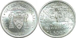 P3474 Vatican 500 Lire 1978 Cité Sede Vacante Silver FDC BU ->M offer