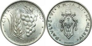 P3477 Vatican 500 Lire 1974 Paul VI Silver UNC ->M offer
