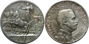 P3486 Italy Lira Viktor Emanuel III 1913 R Roma Silver -> Make offer