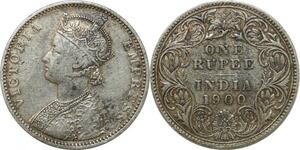 P3503 India British Rupee Victoria 1900 B Bombay Silver -> Make offer