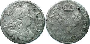 P3573 Rare France 2 Sols Traitans Louis XIV 1676 A Paris Argent ->Faire offre