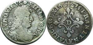 P3580 Rare France 4 Sols aux Traitants Louis XIV 1675 D Vimy Argent ->Faire offre