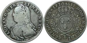 P3591 France 1/2 Ecu Louis XV aux branches oliviers 1730 E Tours Argent ->F offre