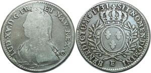 P3592 France 1/2 Ecu Louis XV aux branches oliviers 1731 E Tours Argent ->F offre