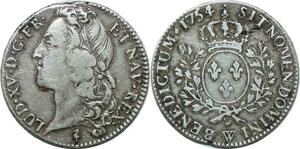 P3593 Rare France 1/2 ecu Louis XV au bandeau 1754 / 43 W Lille Argent ->F offre