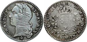 P3597 Rare France 1/10 Ecu au bandeau Louis XV 1747 AA Metz Argent -> Faire offre