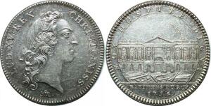 P3603 France Jeton Louis XV Batiments Paris Colonnade du Louvre 1756 Argent SPL